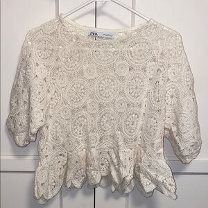 Zara Small White Lace Blouse